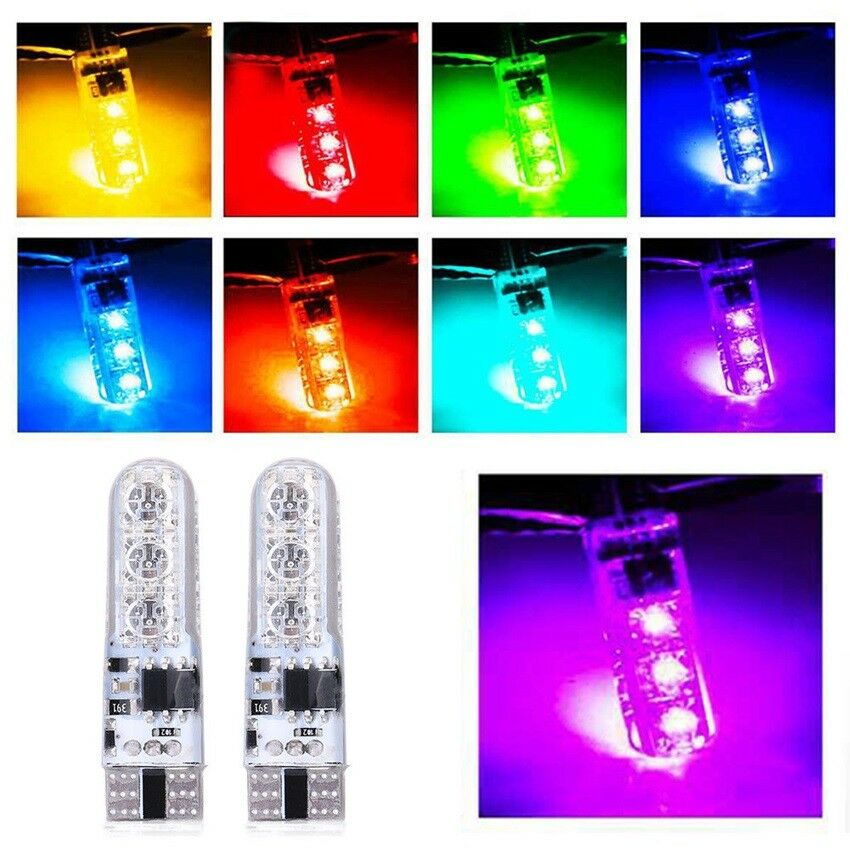 T10 6 SMD 5050 RGB LED Car Wedge Side Light Strobe Lamp Bulb & Remote Control