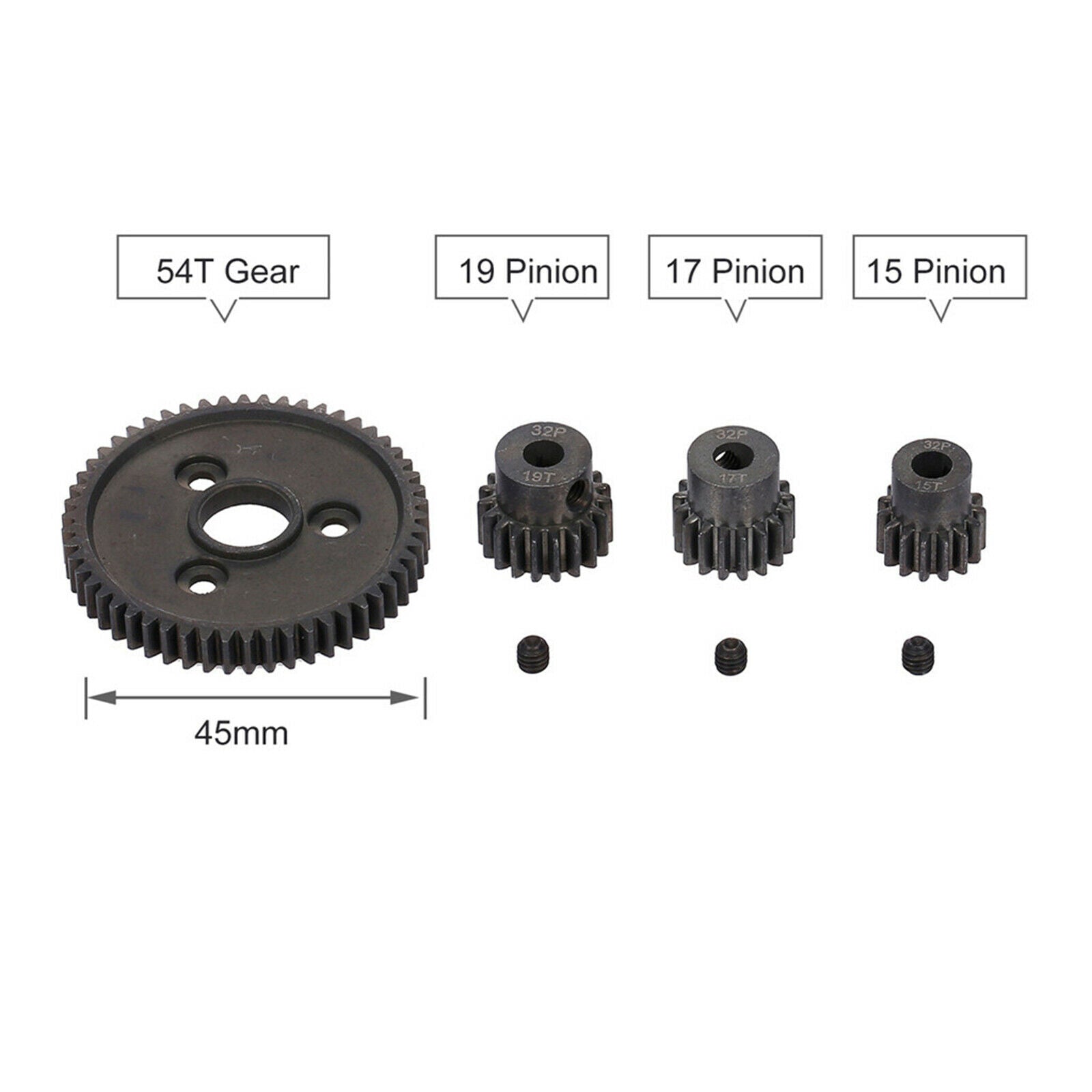 Hard Steel 54T 0.8 Spur Motor with Pinions Fit for Slash 4x4 1/10 Parts