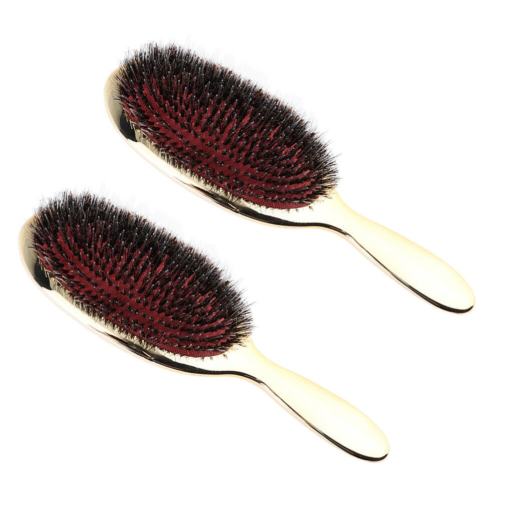 Set of 2 Boar Bristle Nylon Pins Hair Brush for Long Thick & Tangled Hair