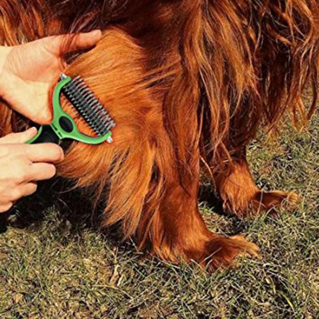 Pet Cat Dog Grooming Tool Hair Knot Rake Removal Brush Double-Side Fur Comb