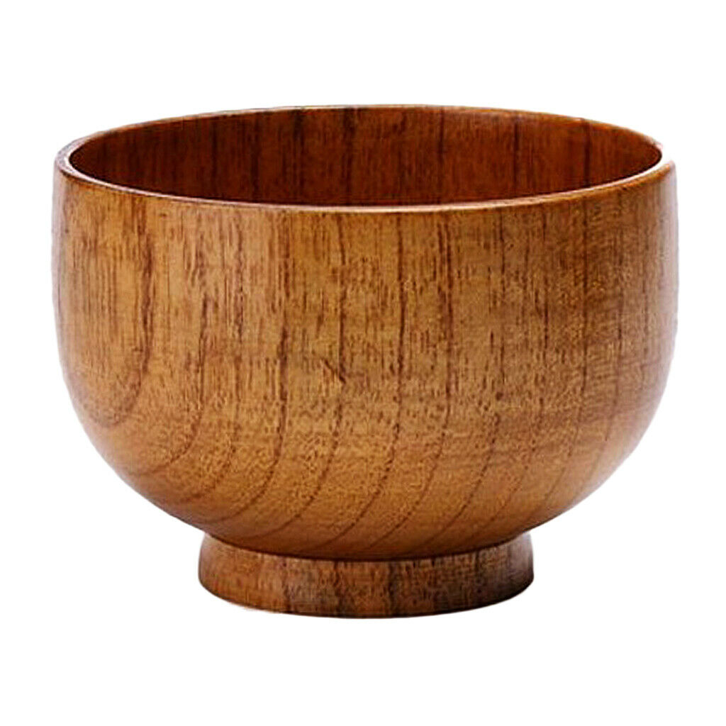 3 pieces Japanese Style Kitchen Wooden Rice Soup Fruit Bowls Set for Kid