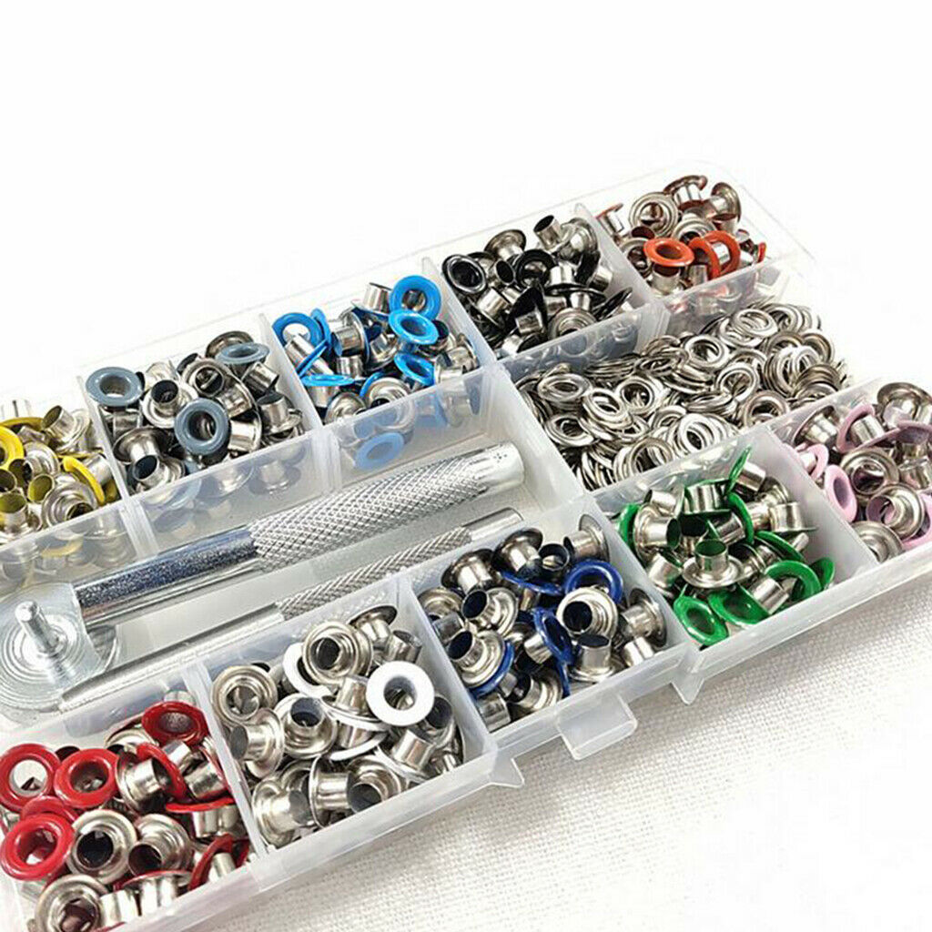500 Sets 3/16 Inch Multi-Color Grommets Kit Metal Eyelets with Installation