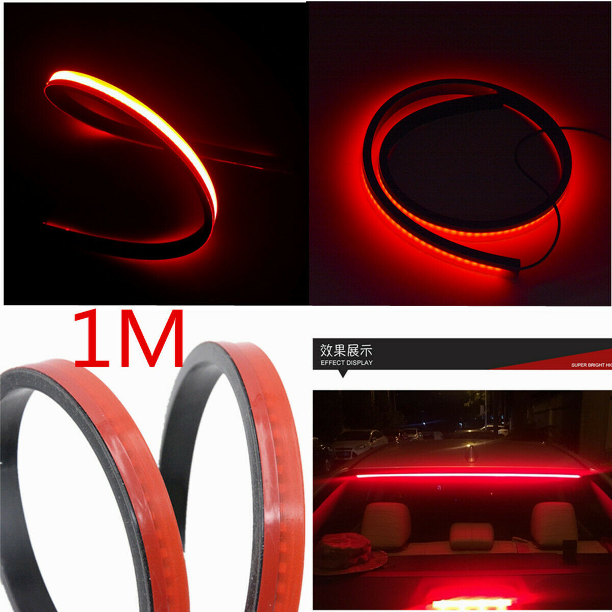 1 Pcs 1 M Car Third Brake LED Light Strip High Position Red Reminding Function