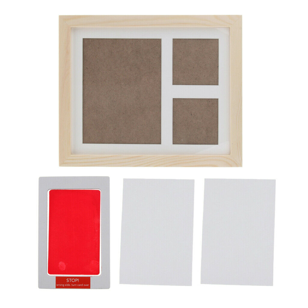 Baby Handprint Footprint Pictures Keepsake Photo Frame-Crude Wood Red