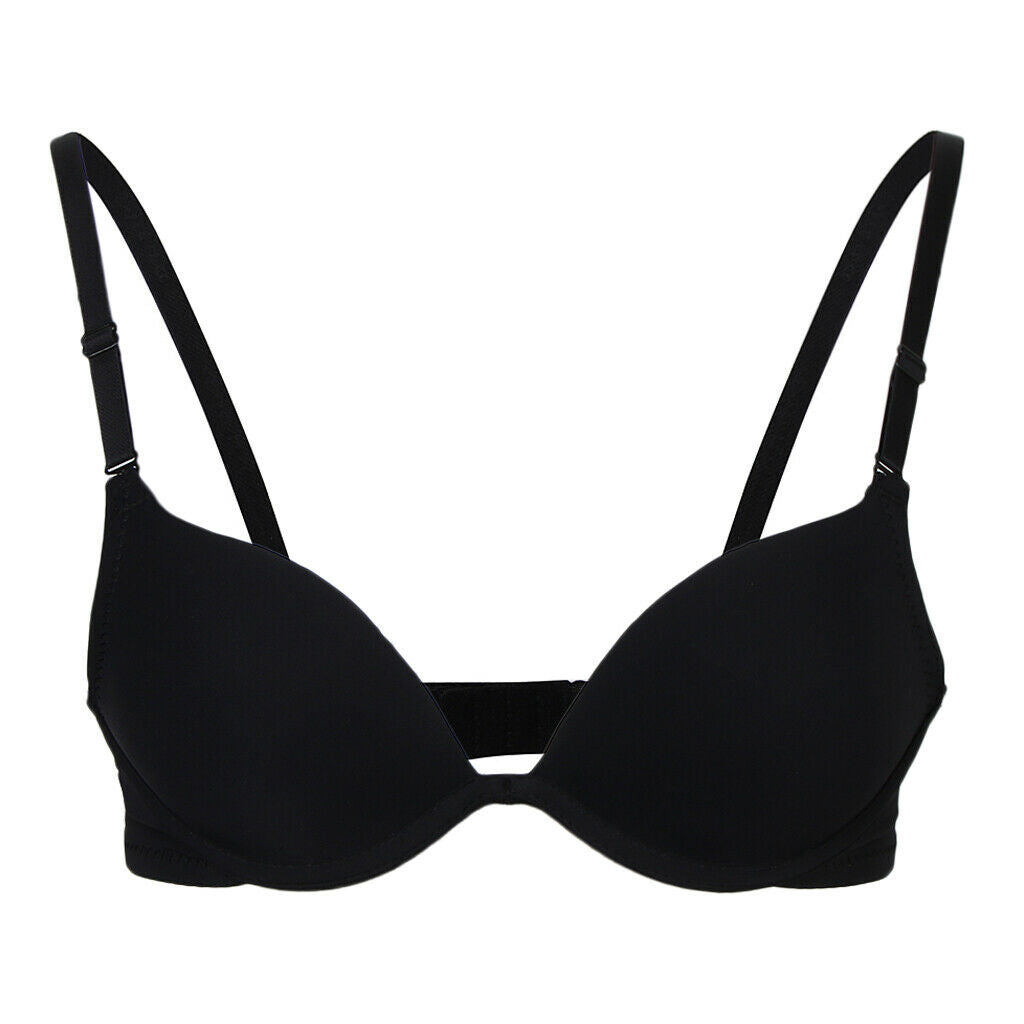 Women's Classic Bra With Underwire T-Shirt Bra Push Up Bra - Black, 32AB
