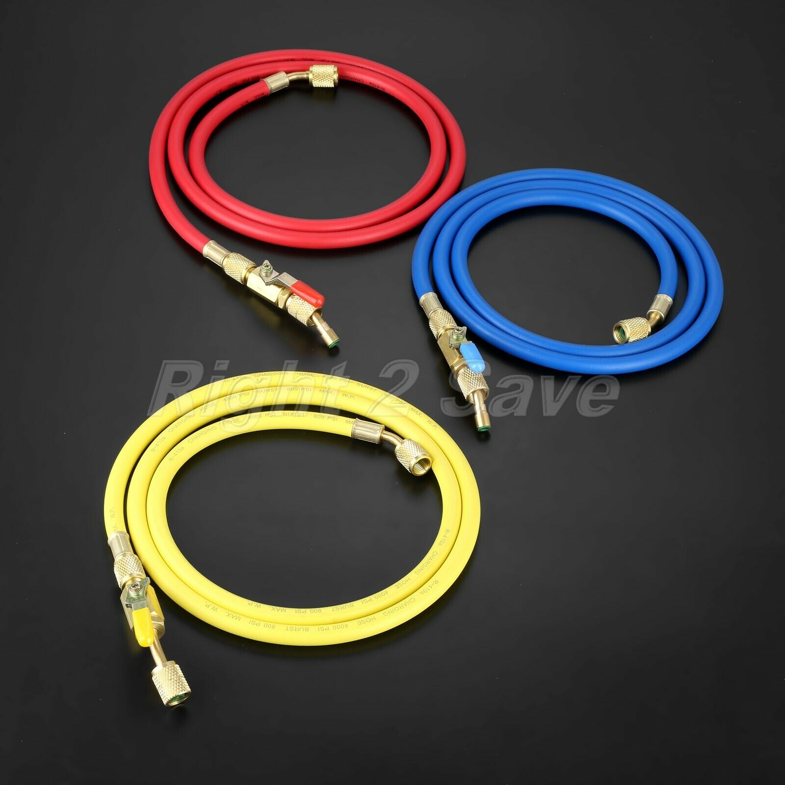 AC Charging 60" Hose Set ball valve Refrigerant R134A for Air Condition