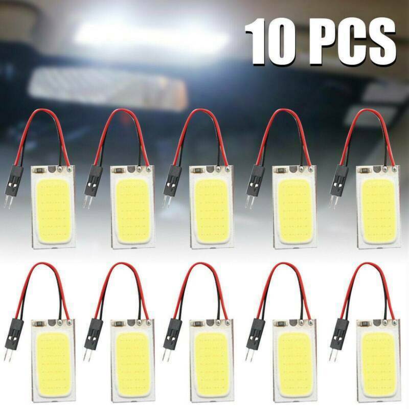10pcs White COB Led Panel Dome Light Interior Lamp 12V T10 Festoon Adapters Set