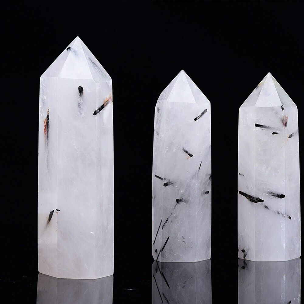 Natural Quartz Obelisk Crystals Tower Point Reiki Healing Hexagonal Wand Gifts