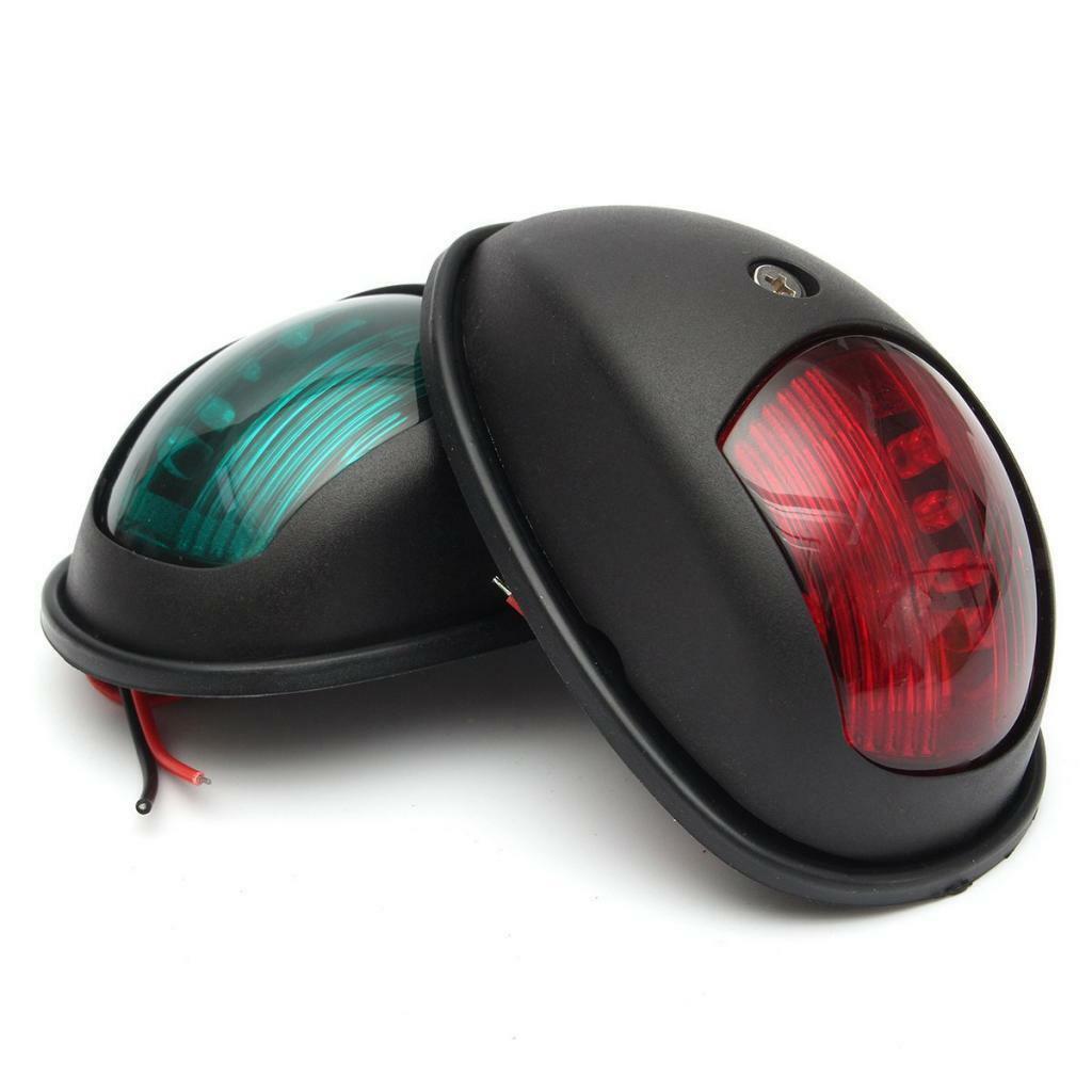 2 Piece Boat Red Green LED Navigation Lights Maritime Port Starboard Black