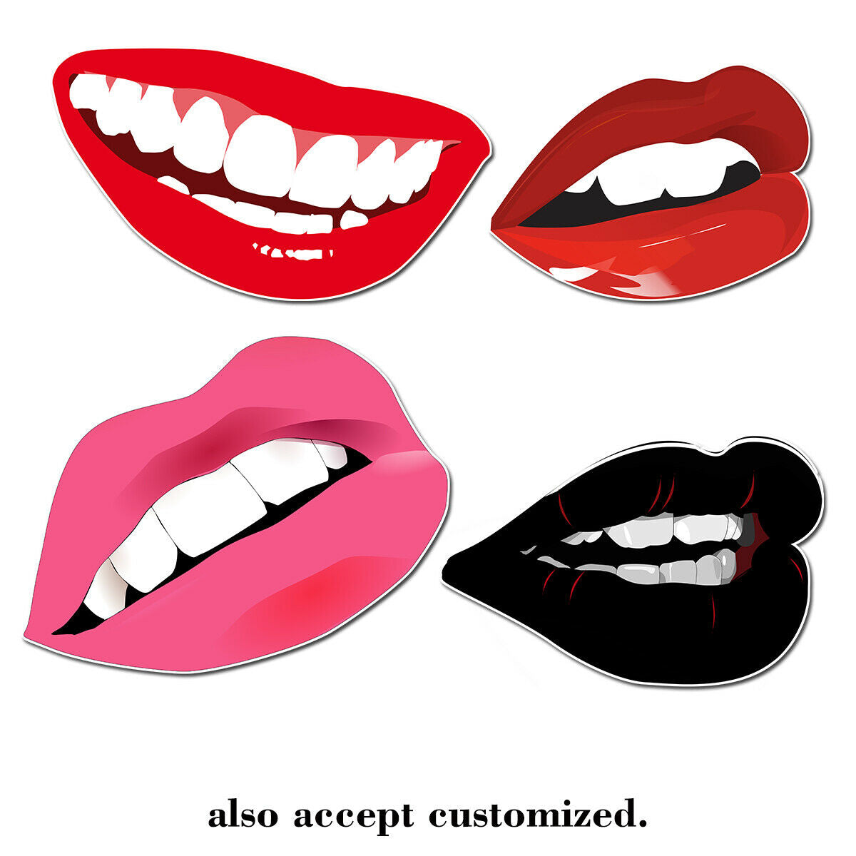 4pcs Sexy Lips Stickers Skateboard Vinyl Laptop Luggage DIY Decals Wall Decor