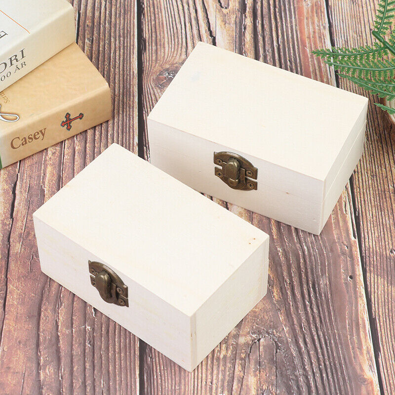 Home Storage Box Natural Wooden With Lid Golden Lock Jewelry Case Wooden .l8