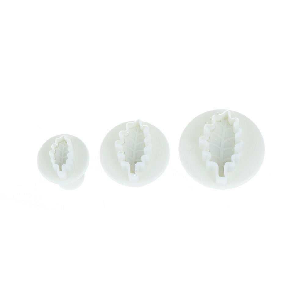 3pcs Leaf Cookie Plunger Cutter Fondant Sugarcraft Mold Cake Decorating Tool BDA