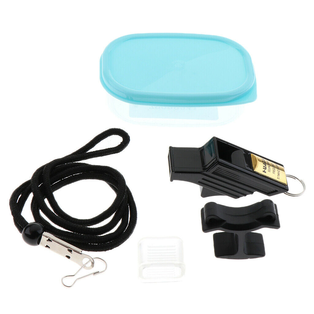 2 Set Safety Referee Whistle with Lanyard and Finger Grip for Football