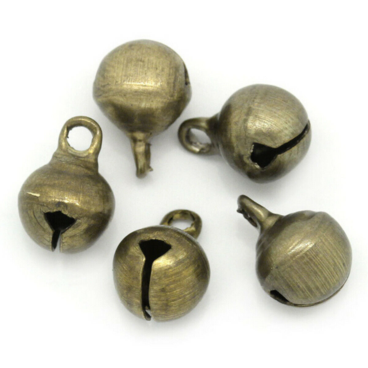 100Pcs Bronze Metal Christmas Jingle Bells Pendants Charms Craft Beads 6mm