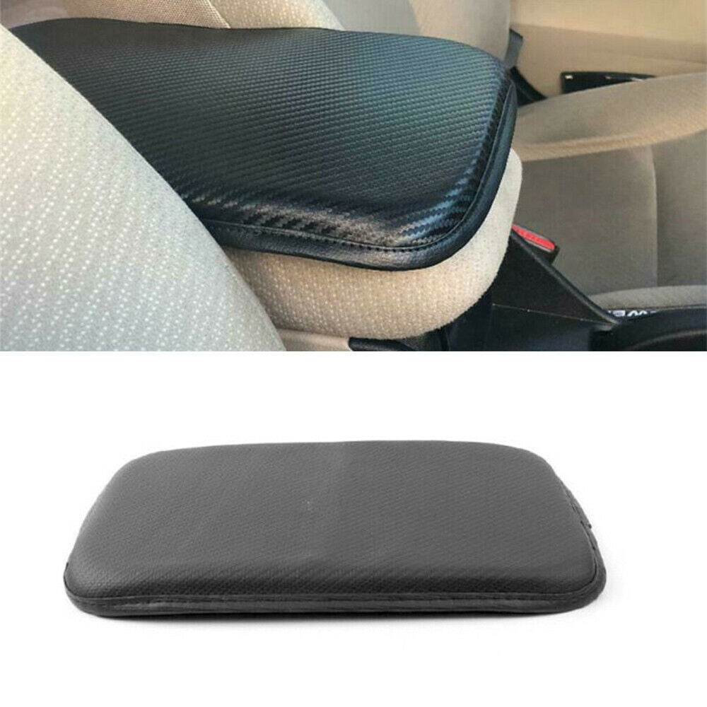 30*21cm Car Center Console Mat Cover Armrest Pad Black PU Leather Protector Pad