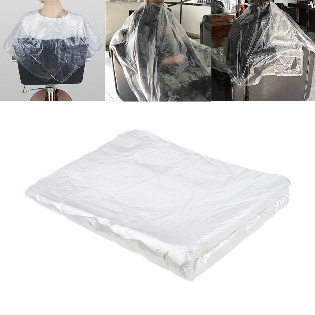 100x Disposable Hair Cutting Hairdresser Stylist Barber Capes Cloth Clear