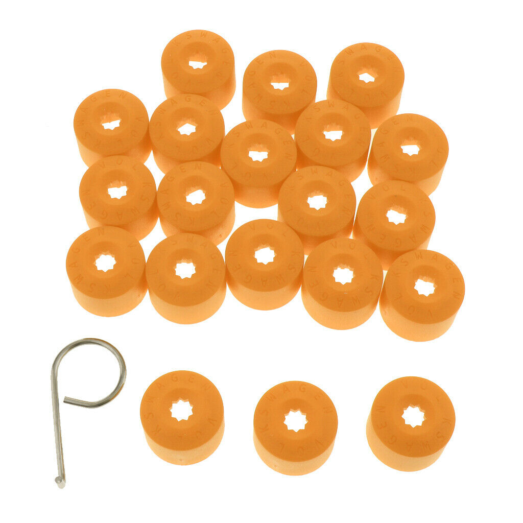20PCS Wheel Nut Bolt Tire Screw Cap Dust Cover+Tool for VW Golf Yellow