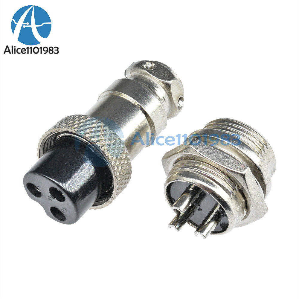 1Pair Aviation Plug 16mm GX16-3 3 Pin Male Female Panel Metal Wire Connector