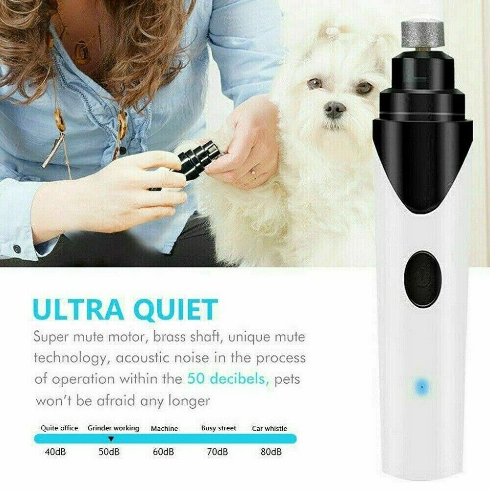 USB Electric Pet Dog Cat Nail Grinder Paws Grooming Trimmer Clipper Tool 5 hours