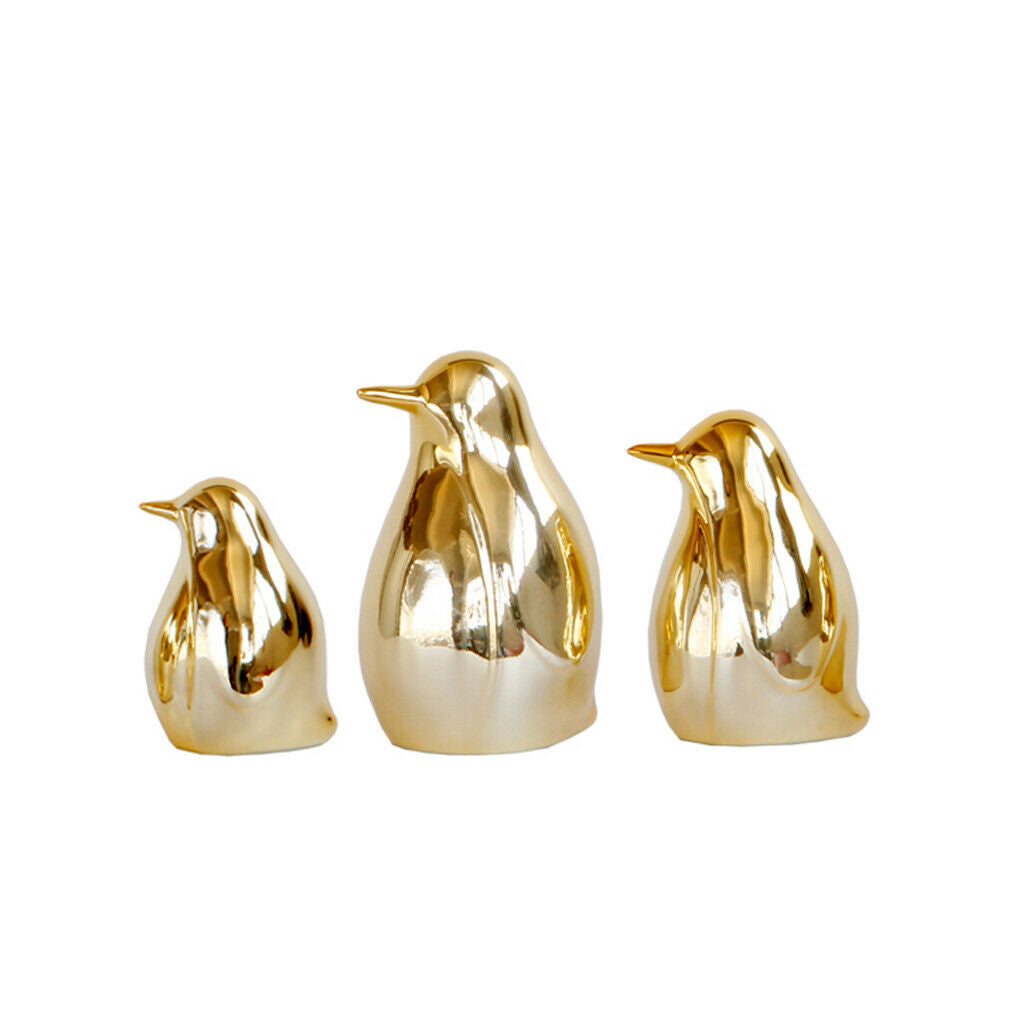 2 Pcs Golden Bird Statue Desktop Ceramic Display Wedding Home Decor Gift M+L