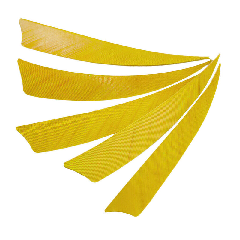 5-Piece Natural Feather Archery Arrow Fletching Left Wing Shield Cut Yellow