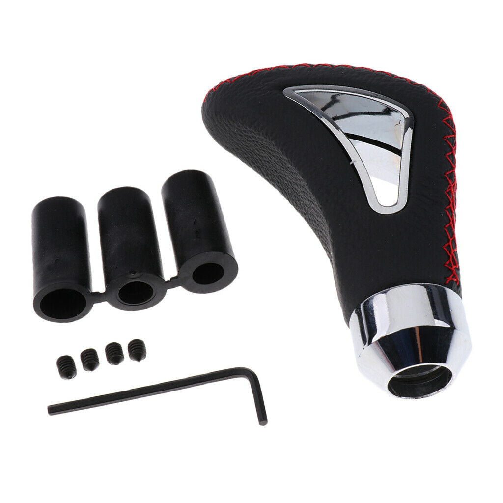 Universal Leather Red Wire Manual Car Gear Stick Shift Knob Shifter Black