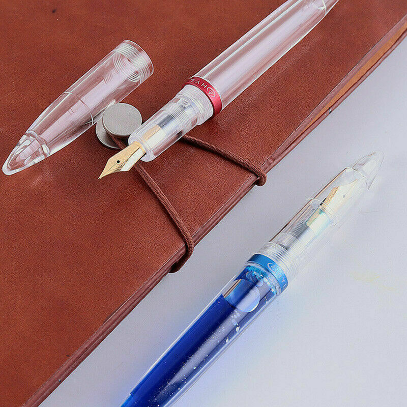 M2 Transparent Clear Eyedropper Fountain Pen Extra Fine Nib 0.38mm Writting Gift