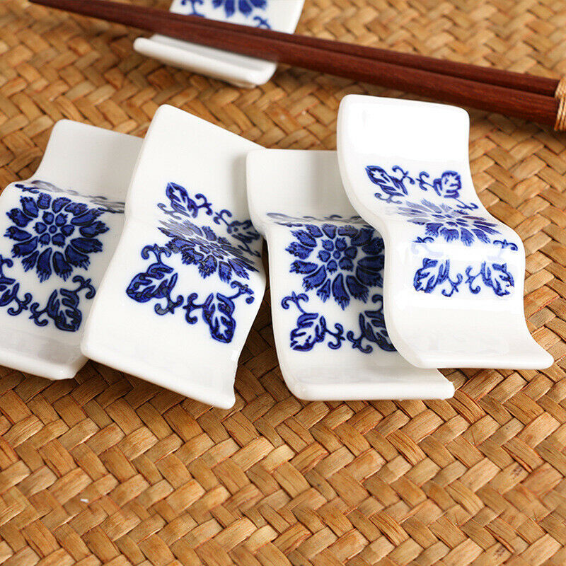 2Pcs Chopsticks Rack Chinese Ceramic Porcelain Spoon Holder Stand Cutlery Home
