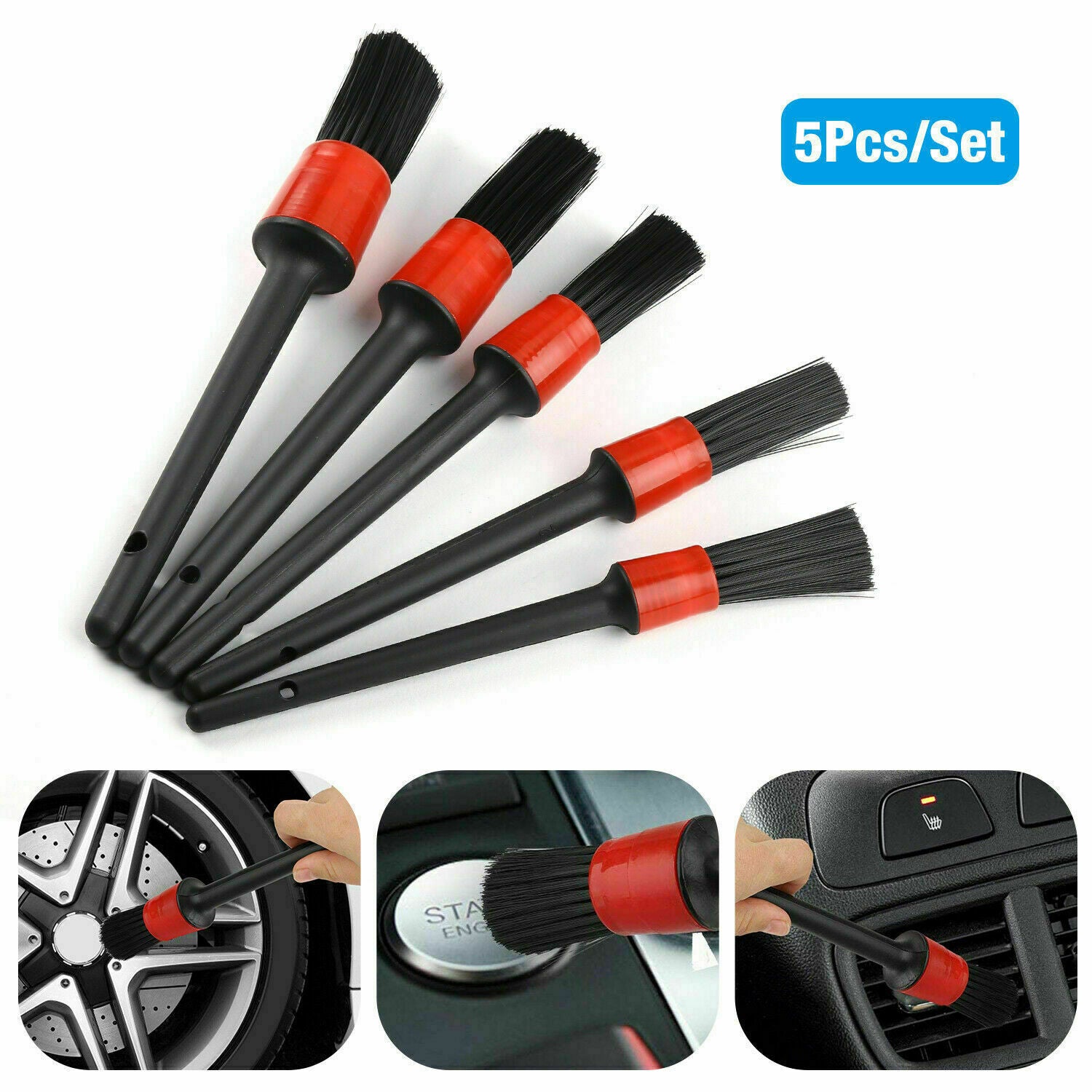 5pcs Car Detail Brush Wash Auto Detailing Cleaning Kits Engine Wheel Brushes
