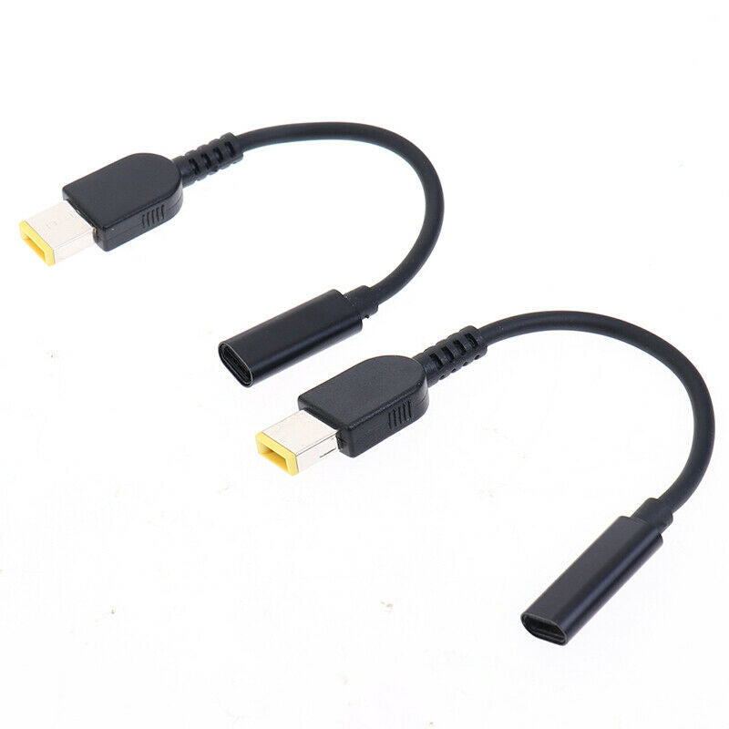Black Power Adapter Cable USB Type-C Female To Square Plug Charger For Lenov SJ