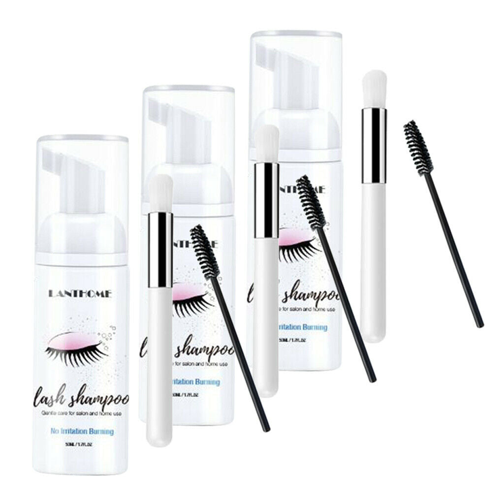 3x Eyelash Extension Shampoo 50ml Foam Cleanser to Remove