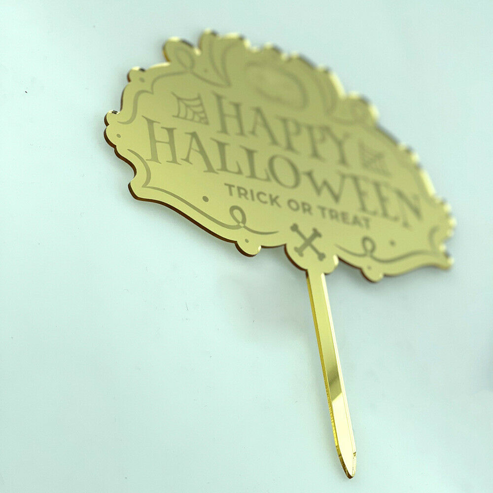 5Pcs Happy Halloween Pumpkin Acrylic Cake Toppers DIY Baking Dessert Decor Party