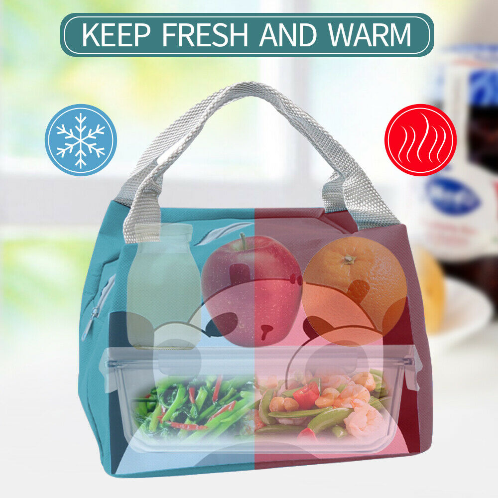 Panda Lunch Tote Bag Insulated Lunch Carrying Handbag Storage Box with key Ring