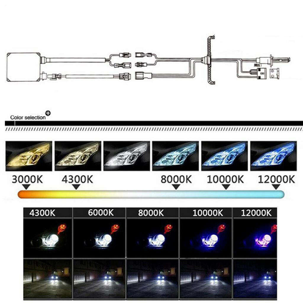 55W HID Xenon Conversion Headlight Ballast Kit Bulb 9005 4300K Sunset Yellow