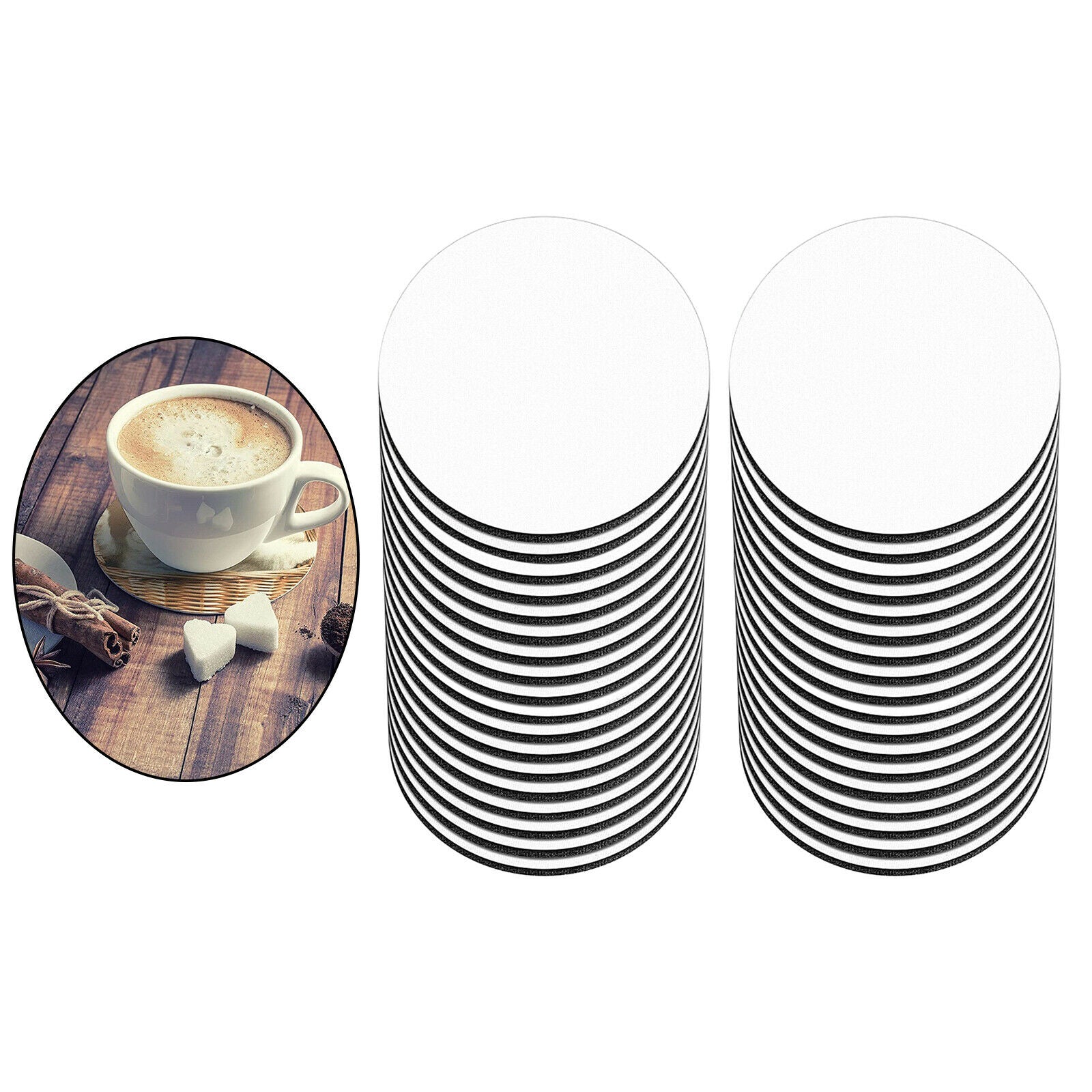 36x Sublimation Blanks Car Cup Coasters 10cm Circle for Painting Project