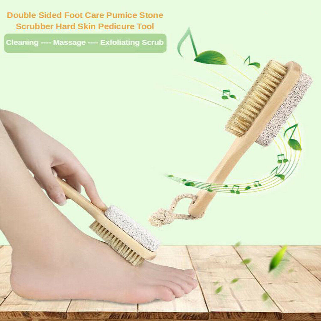 Professional Wood Handle Foot Care Brush Scrubber Remover Pedicure Tool