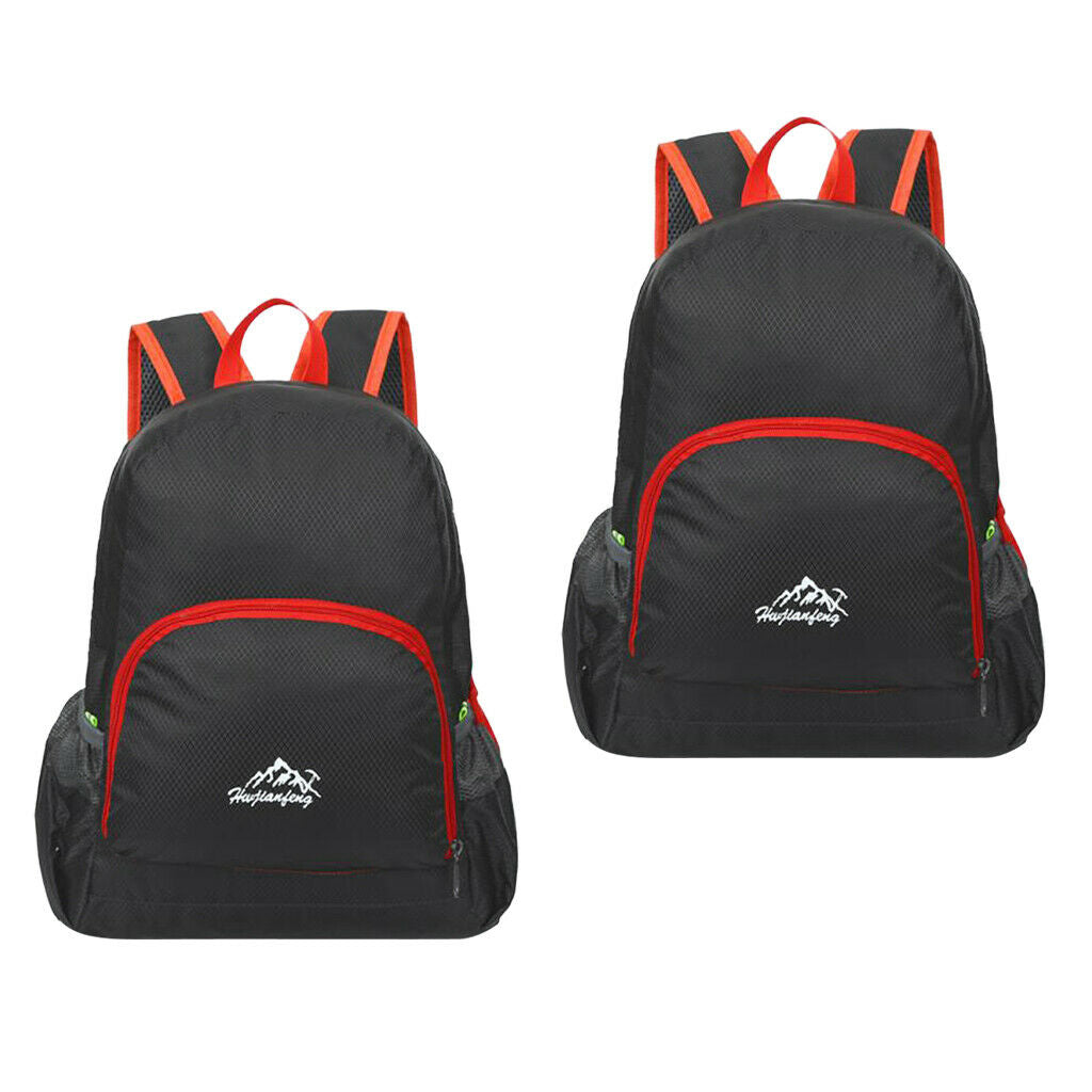 2 Foldable Ultralight Backpack Hiking Camping Backpack 20L Black