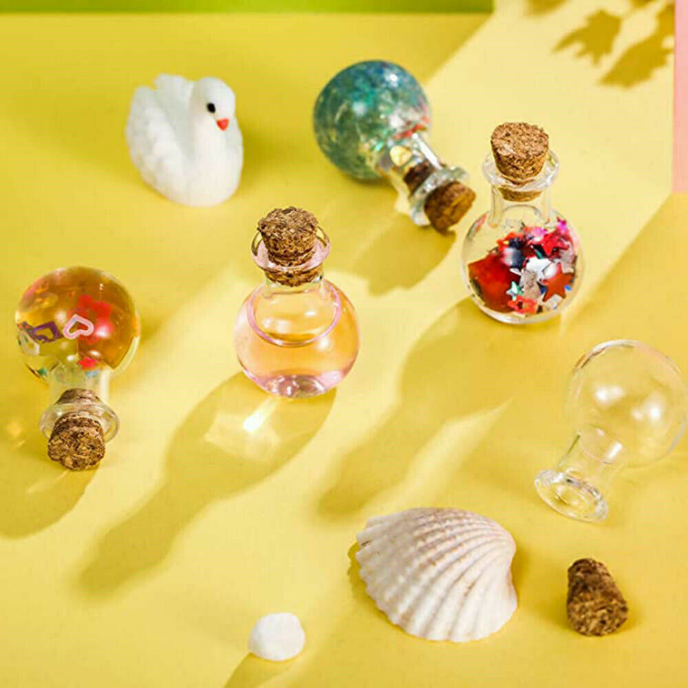 10x Mini Glass Vials With Cork Top Tiny Bottles Little Empty Jars Small Bottles