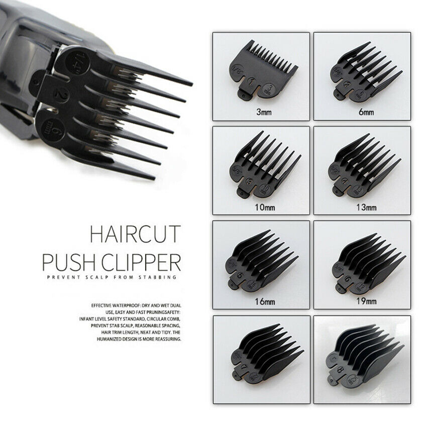 Universal 8 Pcs Hair Clipper Limit Combs Guide Attachment Size Replacement Black