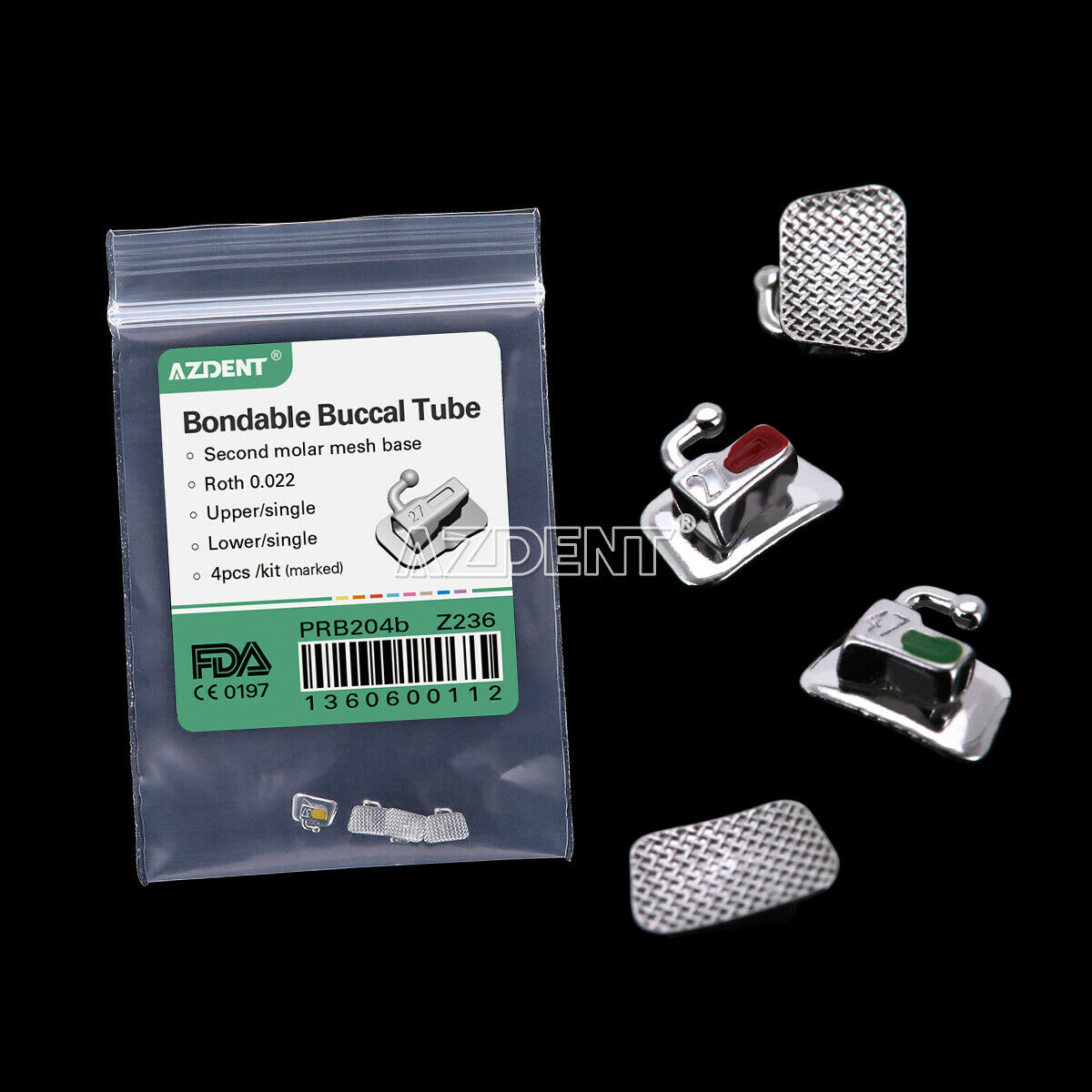 200 X Dental Orthodontic Buccal Tube 2nd Molar Roth.022 Bondable Non-Convertible