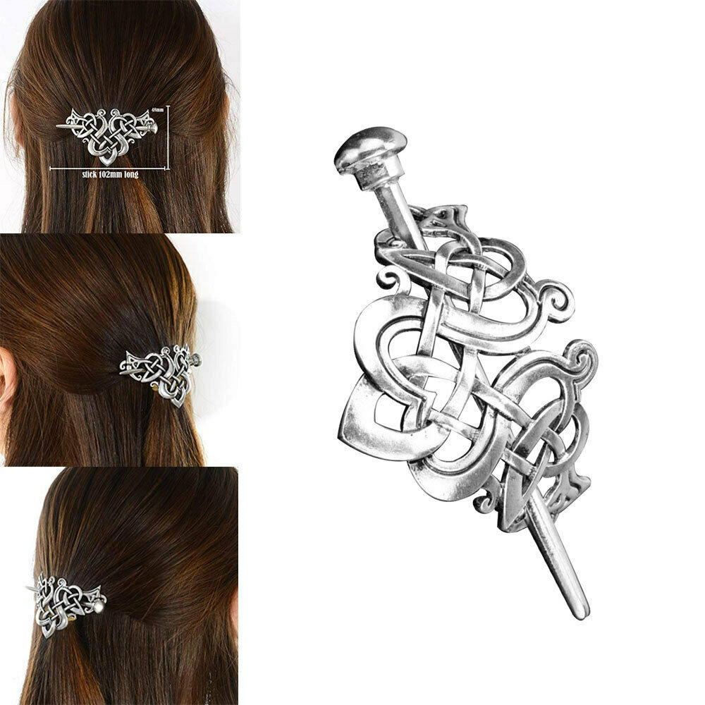 2Pc Metal Viking Hairpin Hair Stick Kanzashi for Hanfu Kimono Daily Costume Accs
