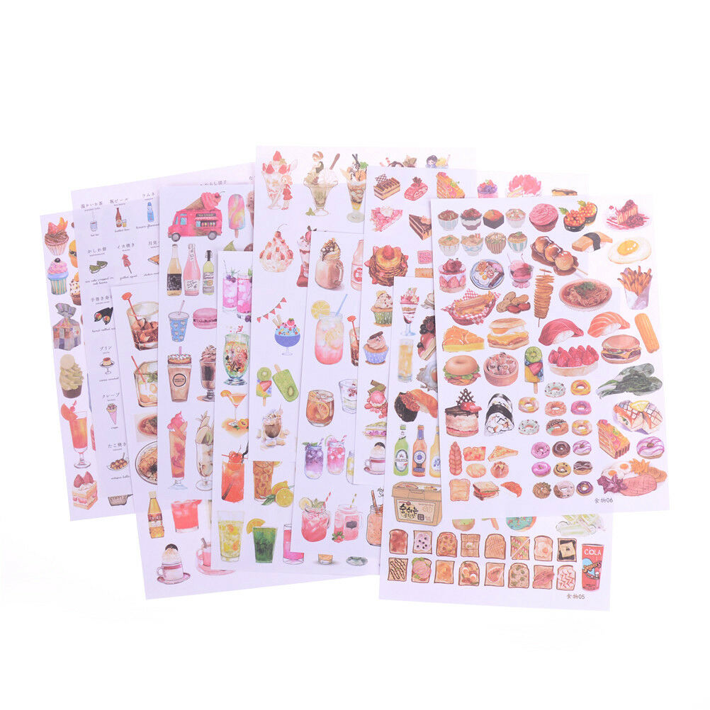 2Sheets Creative Food Drinks Diary Scrapbook Decoration DIY Stickers Toys .l8