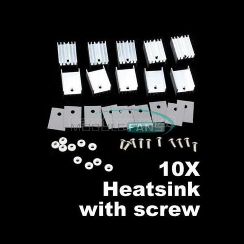 10PCS 20x15x11mm Aluminum Heatsink Heat Sink Screw Kits for Transistors TO-220