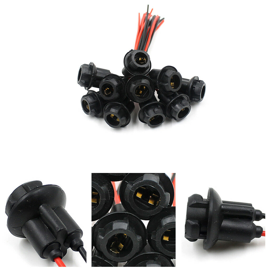 10 Pieces T10 5050 W5W Bulb Socket Holder Connector Pre-wired Adapter