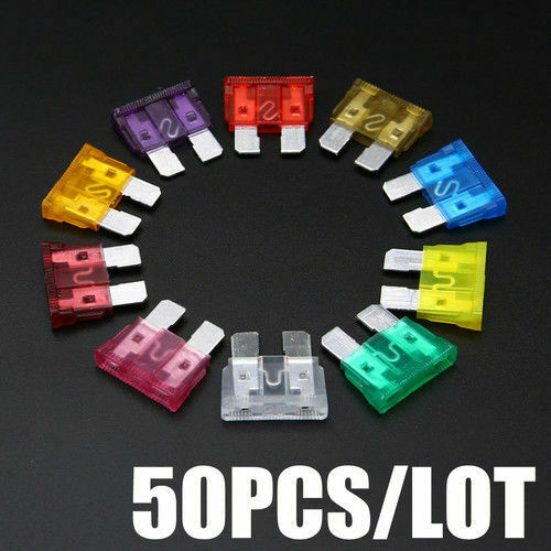 50 PCS Auto Car Fuse Blade Mixed Set Kit 3A~40A