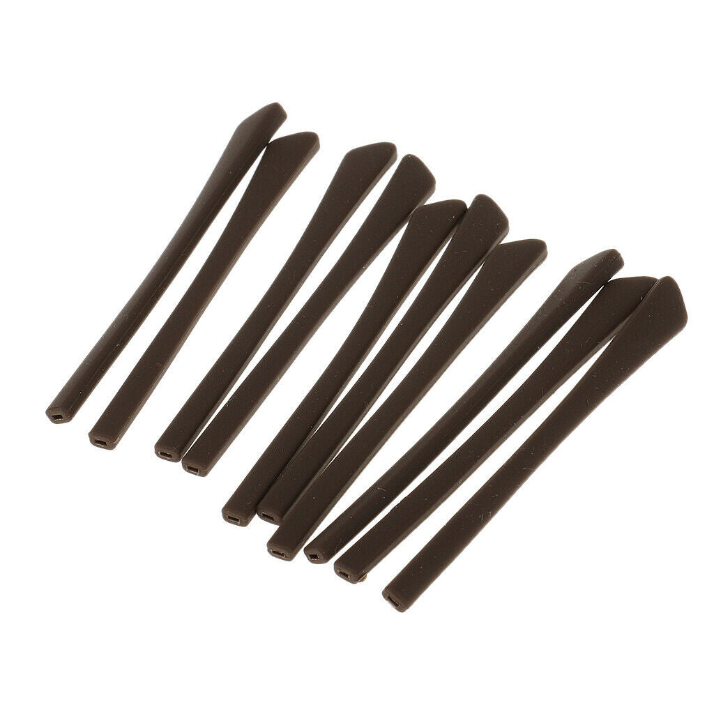 2X Pack of 10x Silicone Eyeglasses End Tips Ear Sock Tubes Replacements Brown