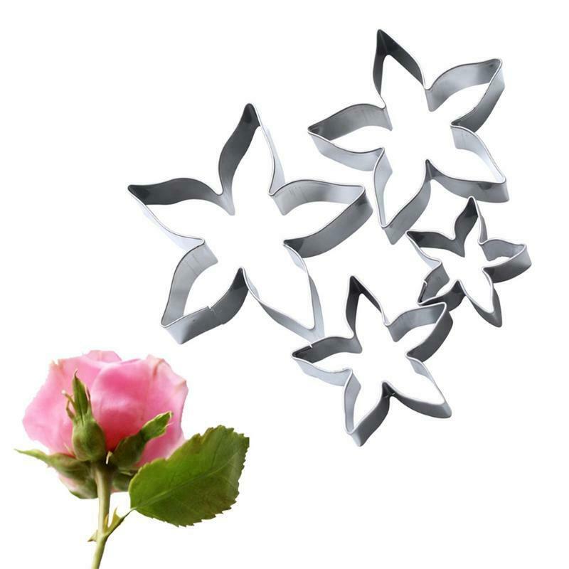 4 PCS Food-Grade Stainless Steel Rose Theme Christmas Cookie Cutters Baking Ute
