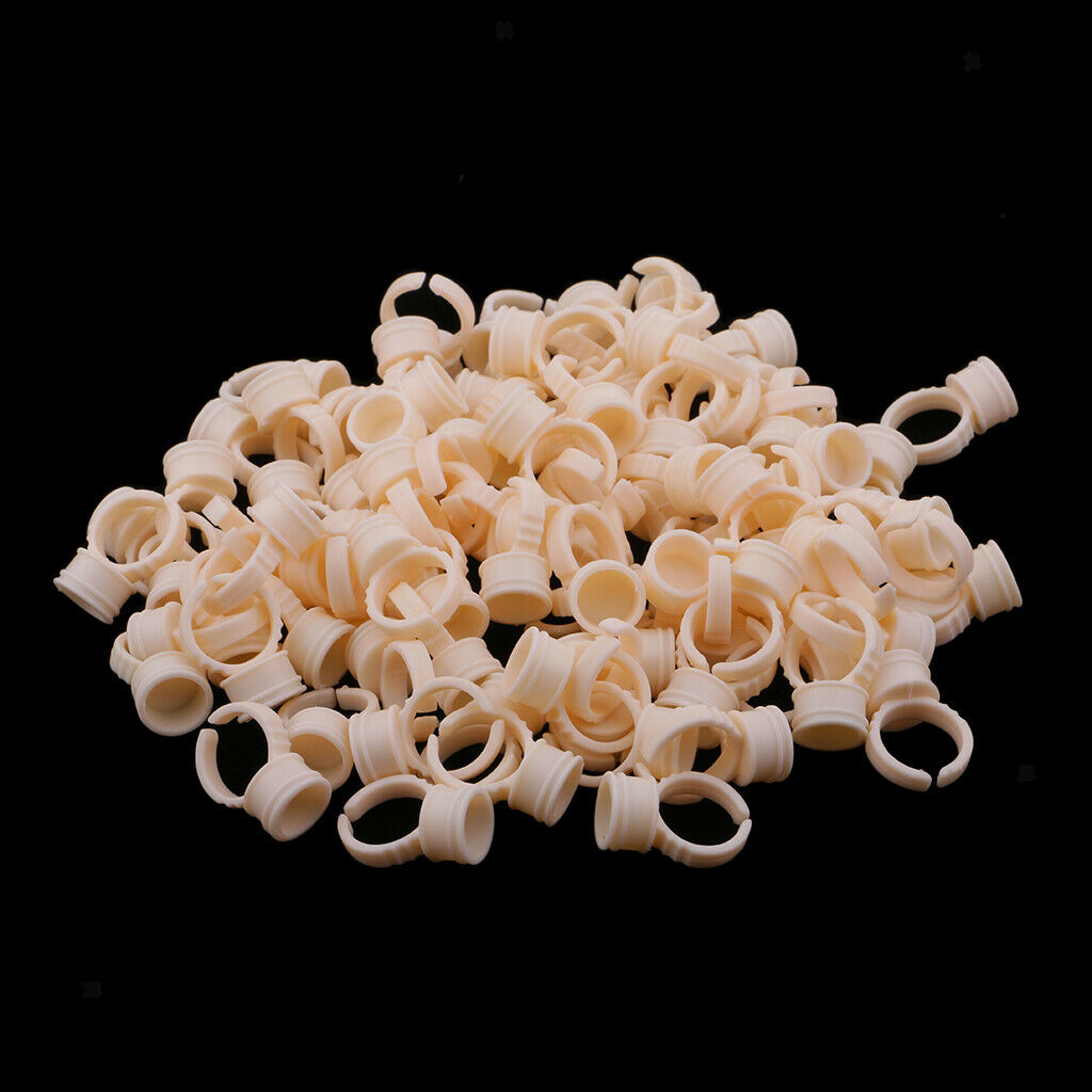 200pcs Silicone Pigment Rings Tattoo Ink Cups Makeup Ring Glue Holder S/M