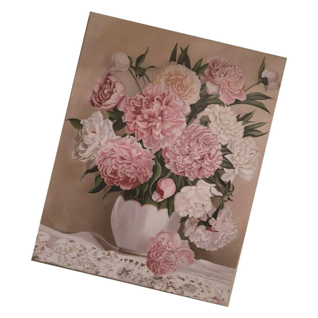 5D DIY Diamond Painting Kit for Beginners, Full Drill Peony Flowers Rhinestone