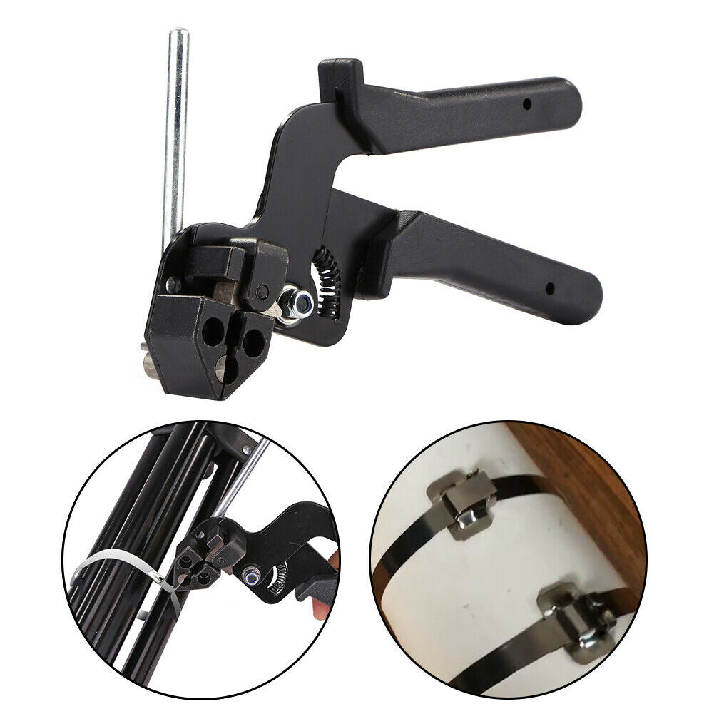 Stainless Steel Cable Tie Fasten Gun Pliers Crimper Tensioner Tool Metal Cutt @